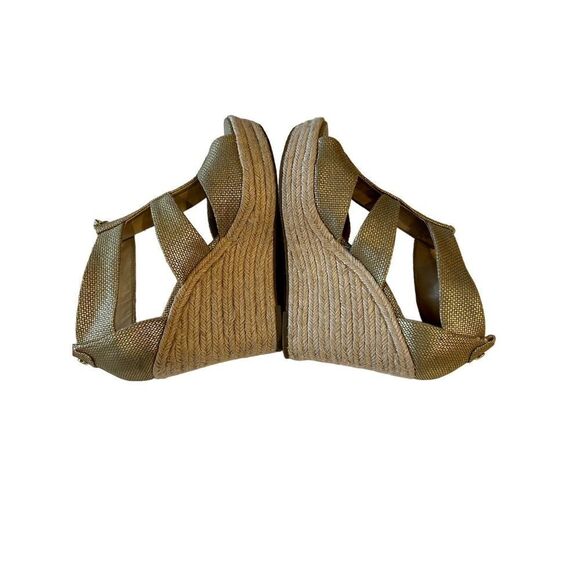 MICHAEL MICHAEL KORS Women's Damita Canvas Espadrille Wedge Gold Size 7.5 - Picture 5 of 14